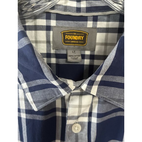 Vtg 2010s The Foundry Supply Co. Men’s LT Short Sleeve Shirt – Navy Plaid, 100% - Picture 2 of 5
